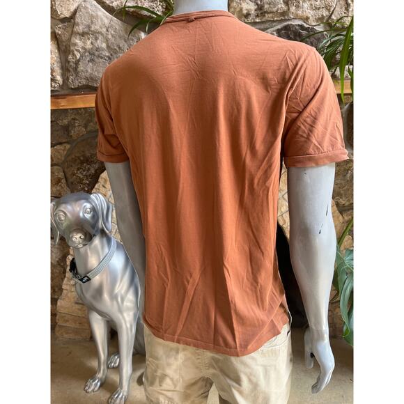 Outerknown Light Brown Organic Pima Cotton T Shirt with Pocket Men's Size Large - Picture 3 of 5